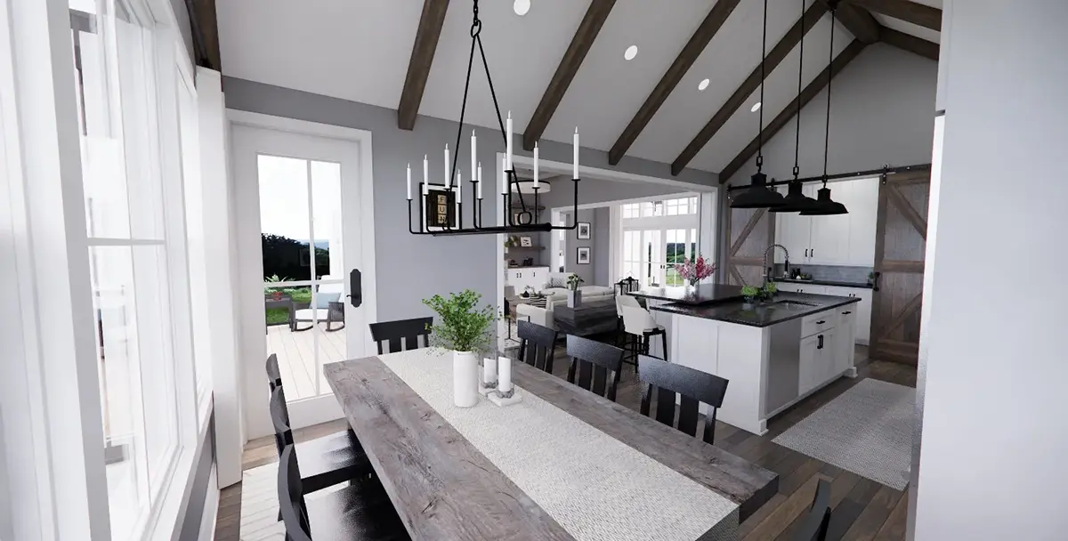 Proiect de casa parter cu mansardă 200 m²: 3 Dormitoare, Birou, 3 Bai, Bucatarie deschisa, Garaj