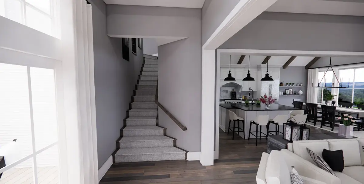 Proiect de casa parter cu mansardă 200 m²: 3 Dormitoare, Birou, 3 Bai, Bucatarie deschisa, Garaj