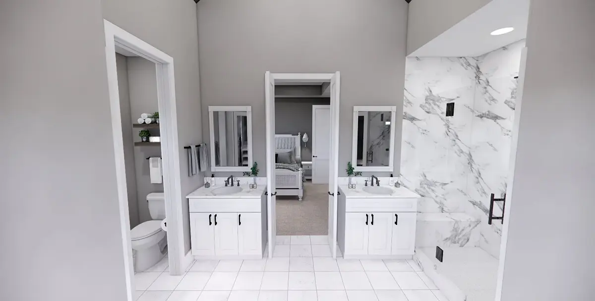 Proiect de casa parter cu mansardă 200 m²: 3 Dormitoare, Birou, 3 Bai, Bucatarie deschisa, Garaj