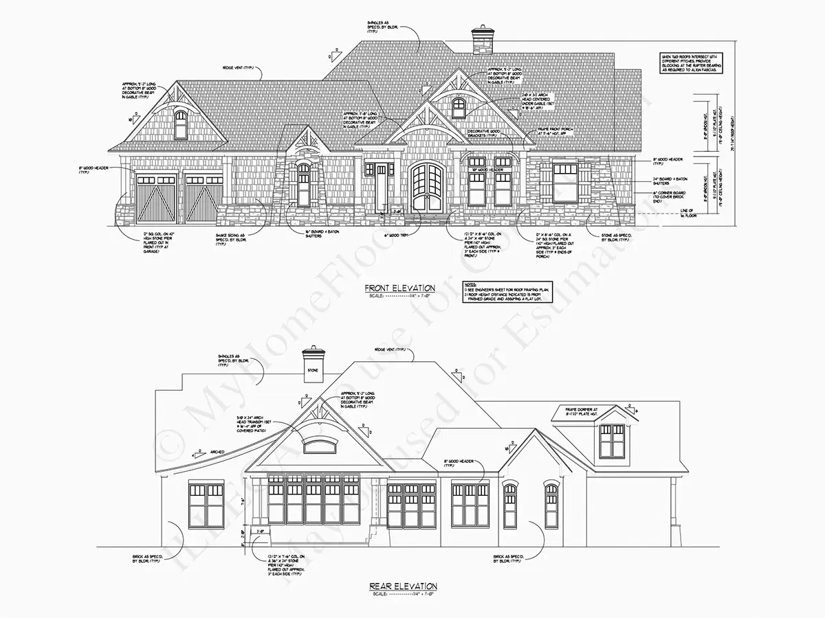 Proiect de casa parter 301 m²: 4 Dormitoare, Birou, 4 Bai, Bucatarie deschisa, Garaj