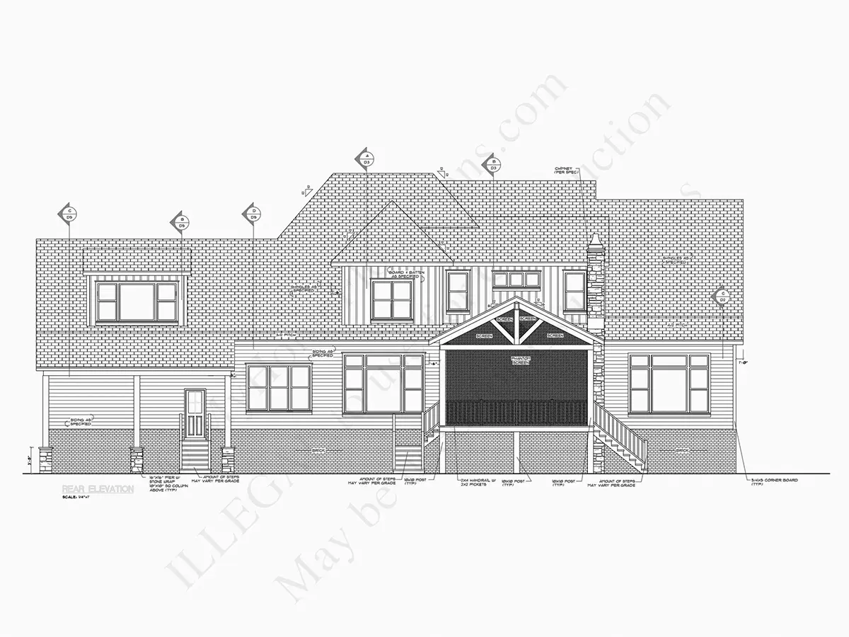 Proiect de casa cu etaj 409 m²: 4 Dormitoare, Birou, 5 Bai, Bucatarie deschisa, Garaj