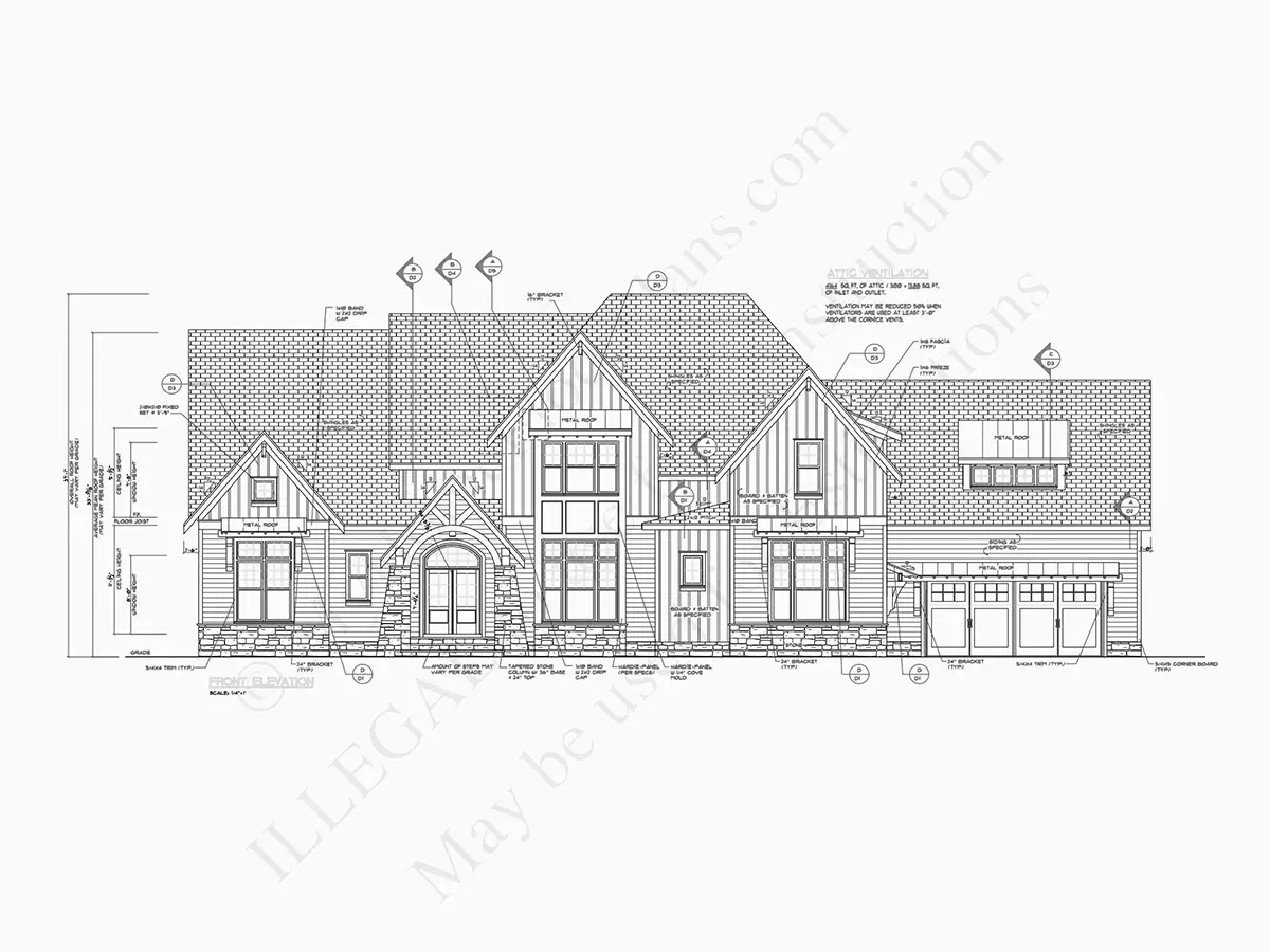 Proiect de casa cu etaj 409 m²: 4 Dormitoare, Birou, 5 Bai, Bucatarie deschisa, Garaj