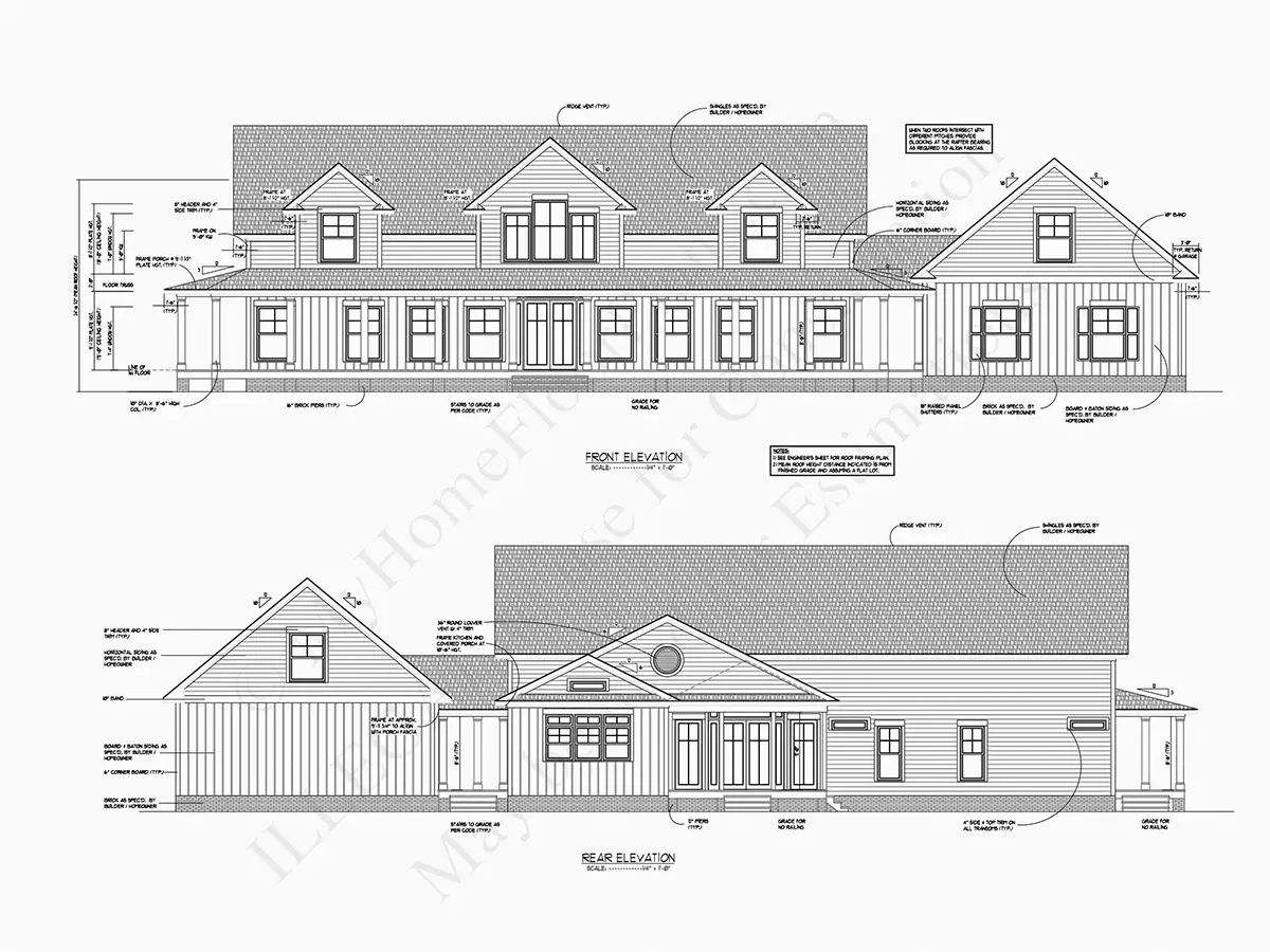 Proiect de casa parter cu mansardă 312 m²: 3 Dormitoare, 4 Bai, Garaj