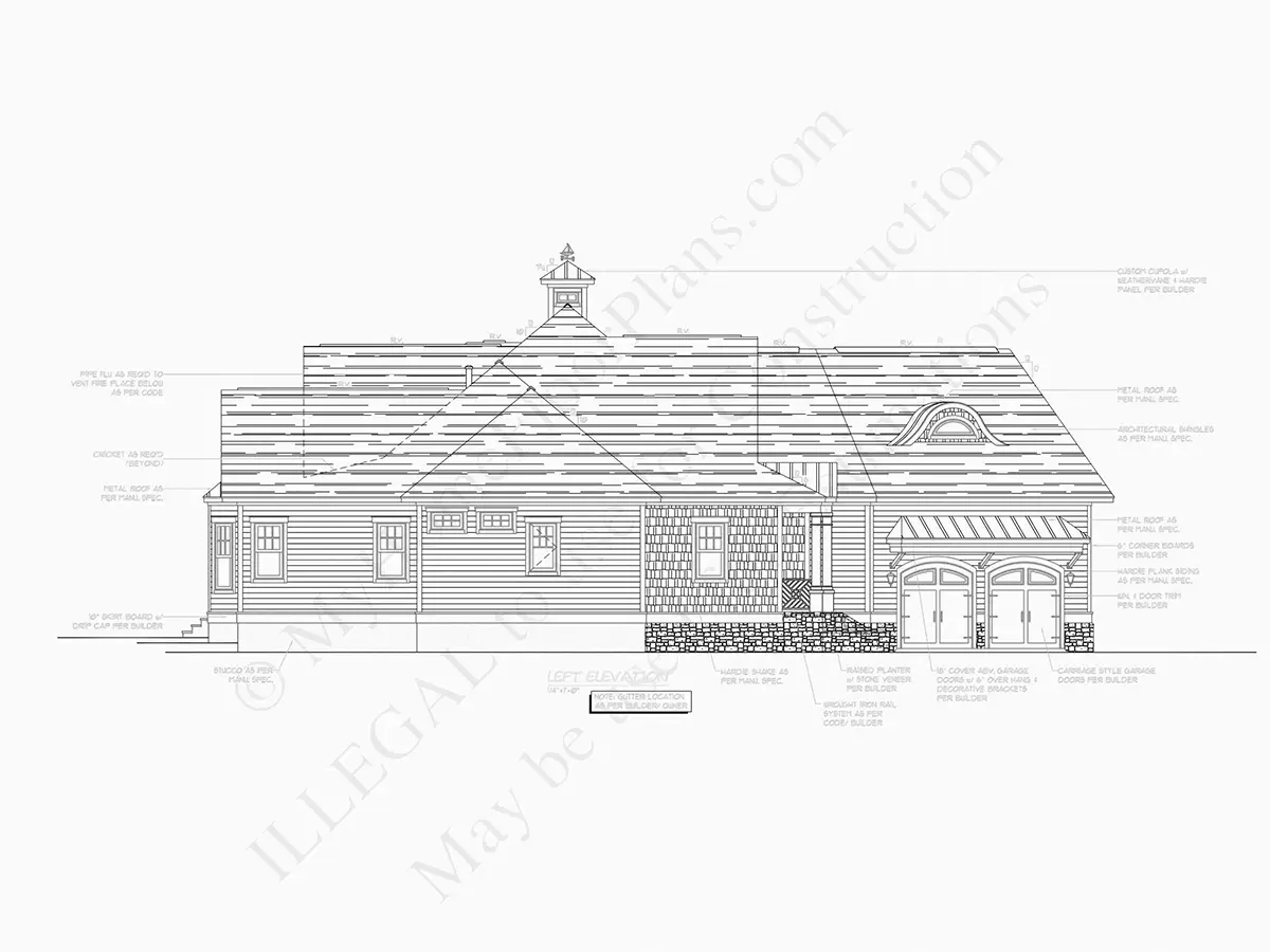 Proiect de casa parter cu mansardă 408 m²: 3 Dormitoare, Birou, 4 Bai, Bucatarie deschisa, Garaj