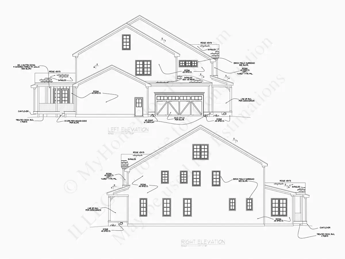 Proiect de casa cu etaj 409 m²: 5 Dormitoare, Birou, 6 Bai, Bucatarie deschisa, Garaj
