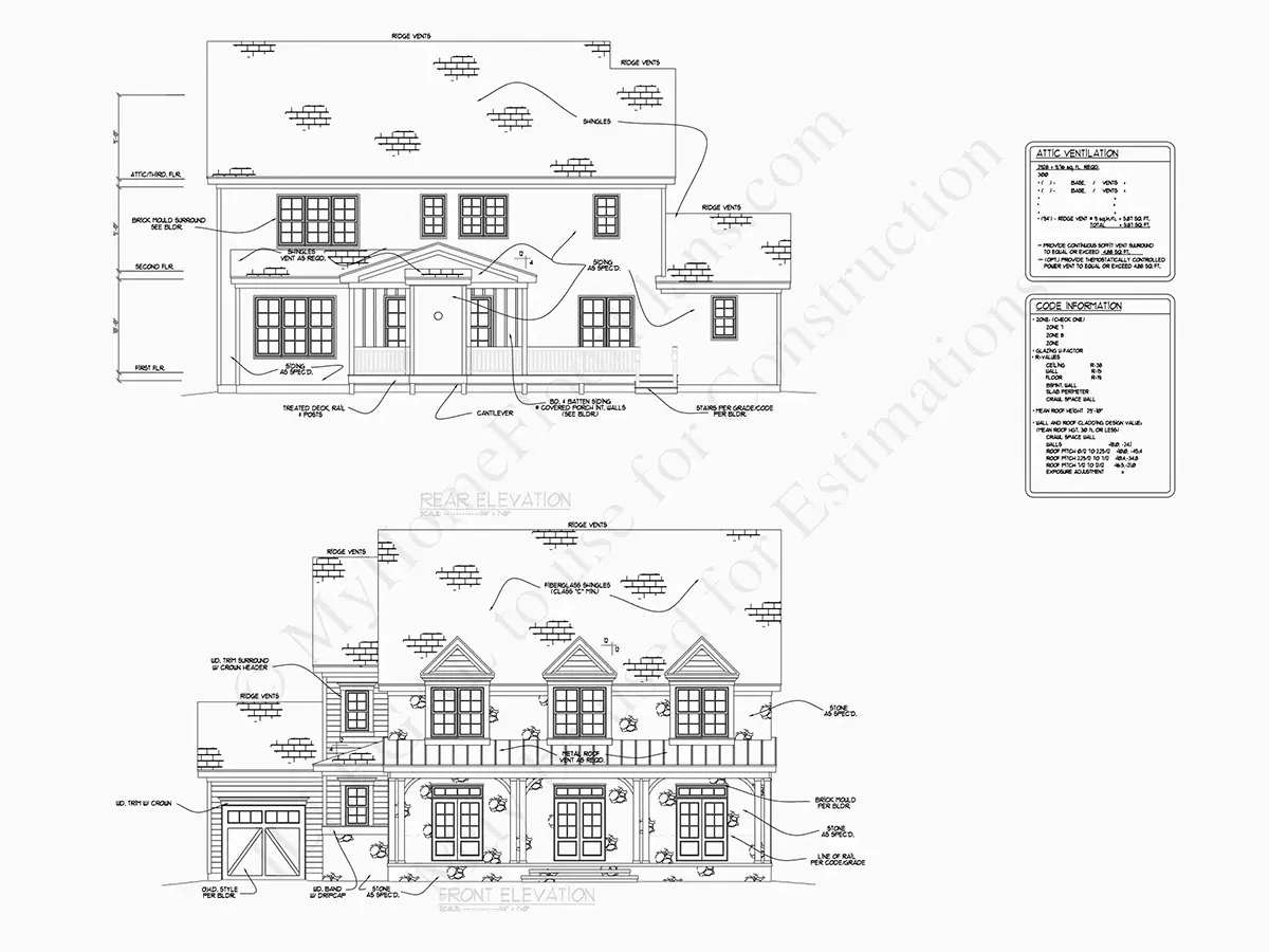 Proiect de casa cu etaj 409 m²: 5 Dormitoare, Birou, 6 Bai, Bucatarie deschisa, Garaj