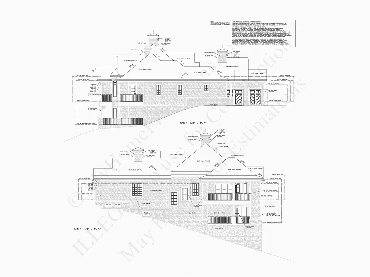 Proiect de casa parter + demisol 425 m²: 4 Dormitoare, Birou, 5 Bai, Bucatarie deschisa, Garaj