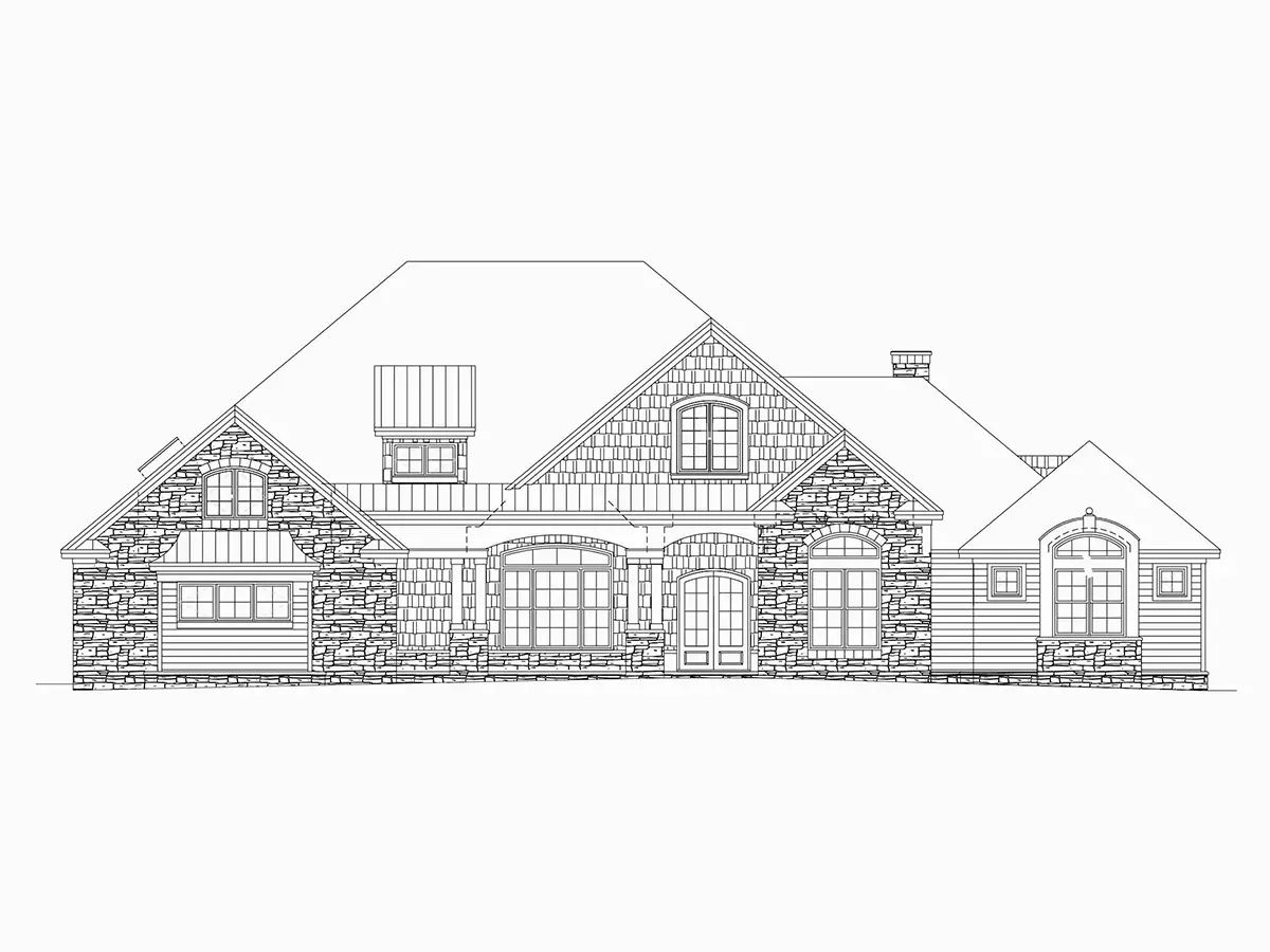 Proiect de casa parter 314 m²: 4 Dormitoare, Birou, 5 Bai, Garaj