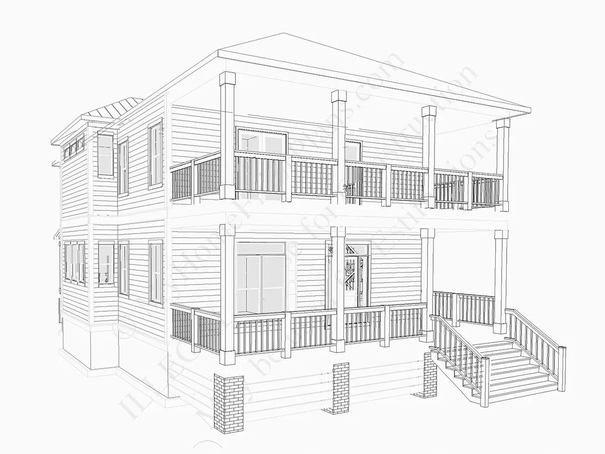 Proiect de casa cu etaj 230 m²: 3 Dormitoare, Birou, 3 Bai, Bucatarie deschisa, fara Garaj