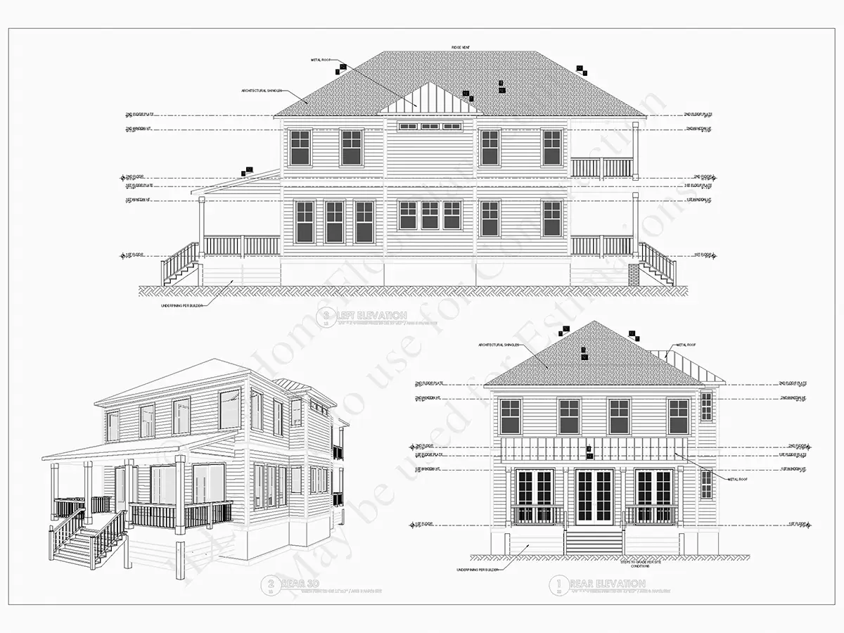 Proiect de casa cu etaj 230 m²: 3 Dormitoare, Birou, 3 Bai, Bucatarie deschisa, fara Garaj