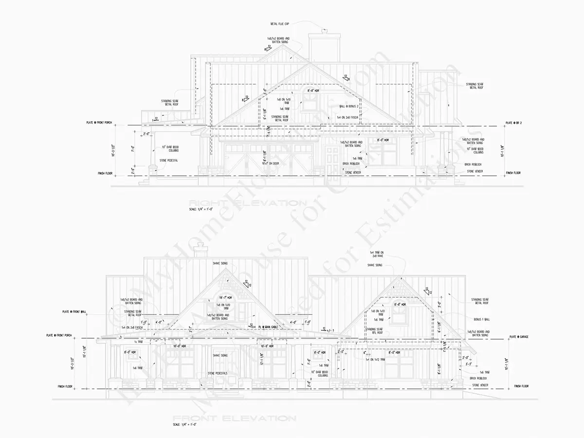 Proiect de casa parter cu mansardă 272 m²: 2 Dormitoare, Birou, 4 Bai, Bucatarie deschisa, Garaj