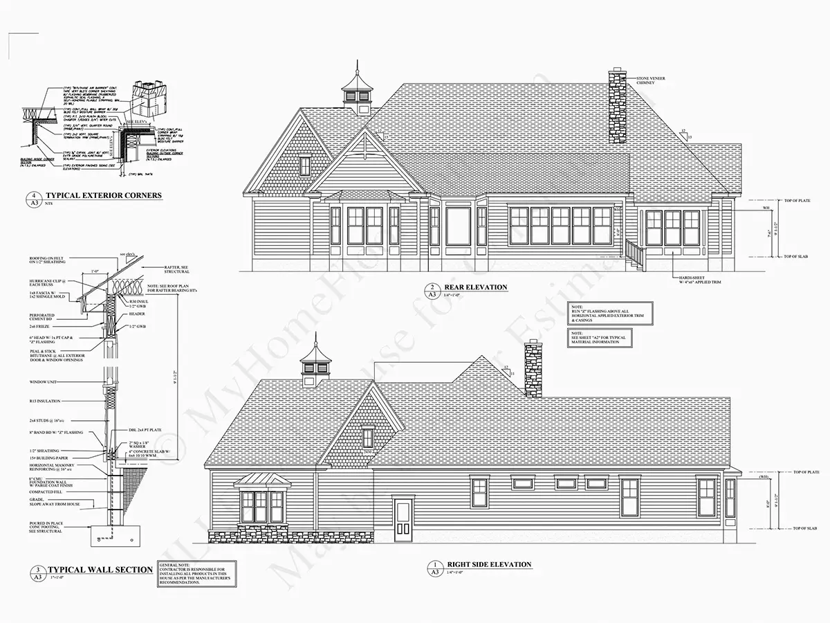 Proiect de casa parter cu mansardă 433 m²: 4 Dormitoare, Birou, 4 Bai, Bucatarie deschisa, Garaj
