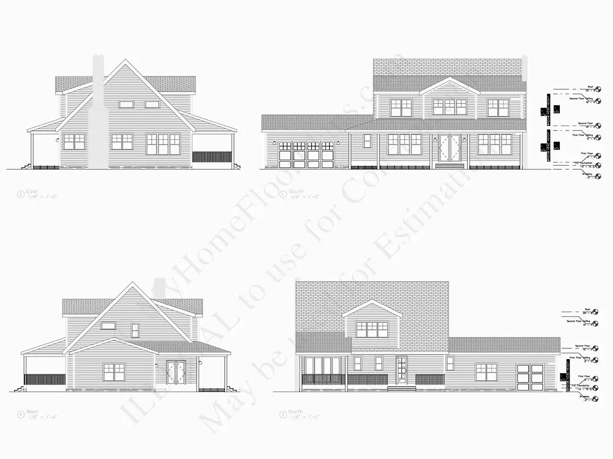 Proiect de casa cu etaj 255 m²: 4 Dormitoare, 4 Bai, Bucatarie deschisa, Garaj