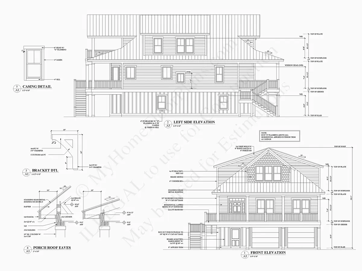 Fațade 5 – Proiect de casa cu 2 etaje 60 m²: 4 Dormitoare, 4 Bai, Bucatarie deschisa, Garaj — 68193R