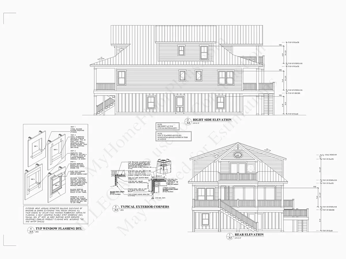 Fațade 6 – Proiect de casa cu 2 etaje 60 m²: 4 Dormitoare, 4 Bai, Bucatarie deschisa, Garaj — 68193R