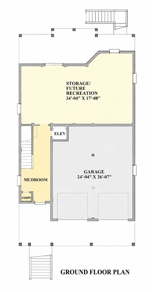 Subsol 9 – Proiect de casa cu 2 etaje 60 m²: 4 Dormitoare, 4 Bai, Bucatarie deschisa, Garaj — 68193R
