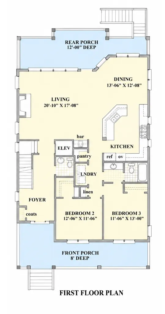 Parter 7 – Proiect de casa cu 2 etaje 60 m²: 4 Dormitoare, 4 Bai, Bucatarie deschisa, Garaj — 68193R