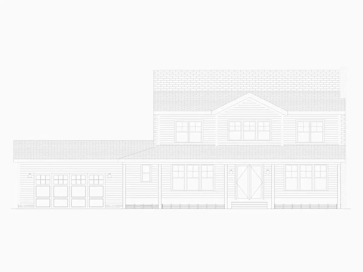 Fațade 7 – Proiect de casa cu etaj 255 m²: 4 Dormitoare, 4 Bai, Bucatarie deschisa, Garaj — 39790R