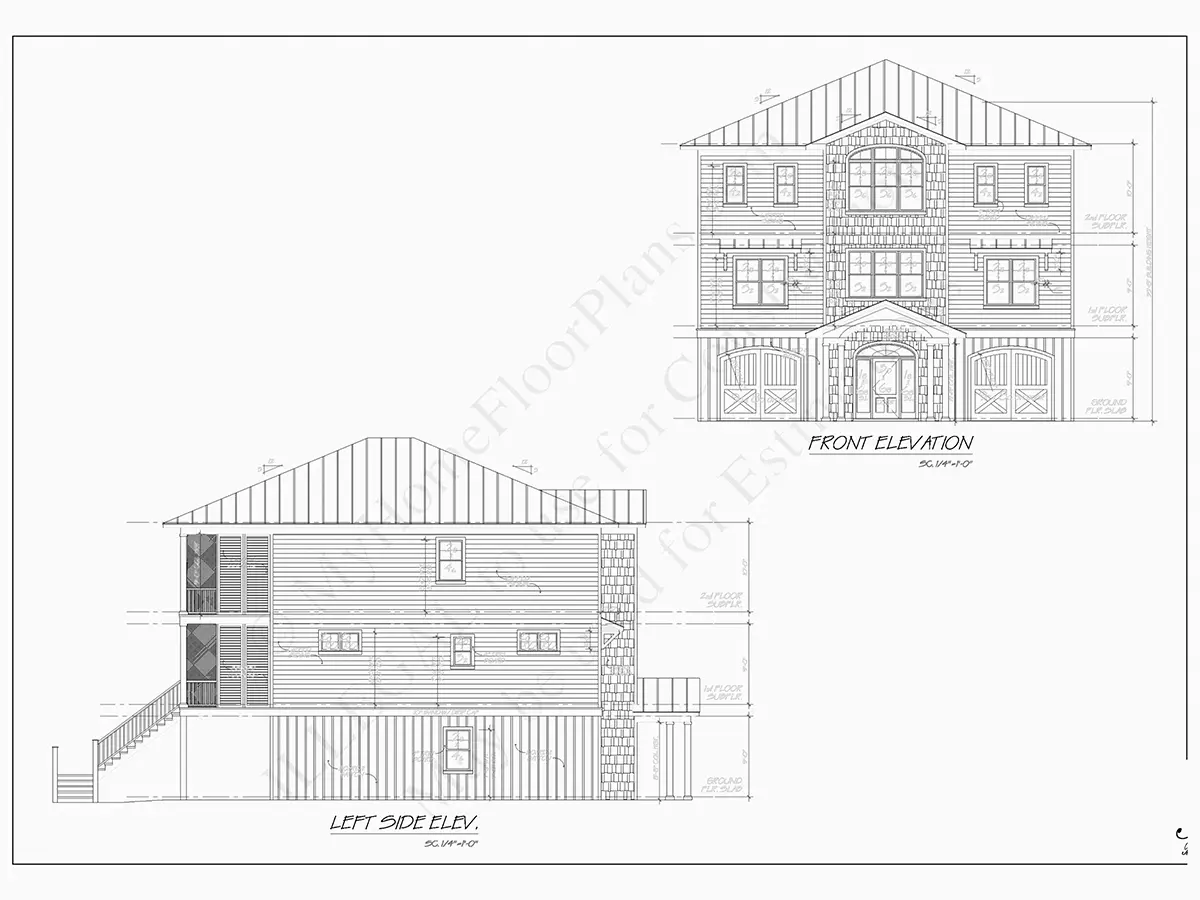 Fațade 5 – Proiect de casa cu 2 etaje 336 m²: 4 Dormitoare, 5 Bai, Bucatarie deschisa, Garaj — 98833R
