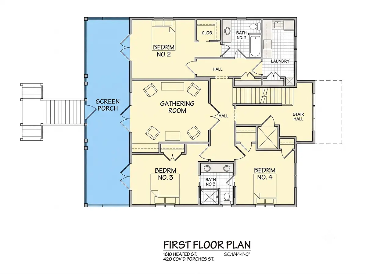 Parter 8 – Proiect de casa cu 2 etaje 336 m²: 4 Dormitoare, 5 Bai, Bucatarie deschisa, Garaj — 98833R
