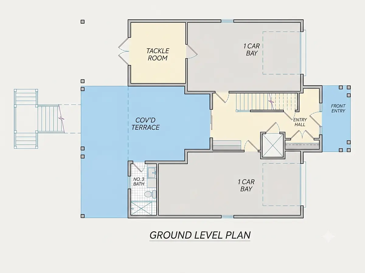 Subsol 7 – Proiect de casa cu 2 etaje 336 m²: 4 Dormitoare, 5 Bai, Bucatarie deschisa, Garaj — 98833R