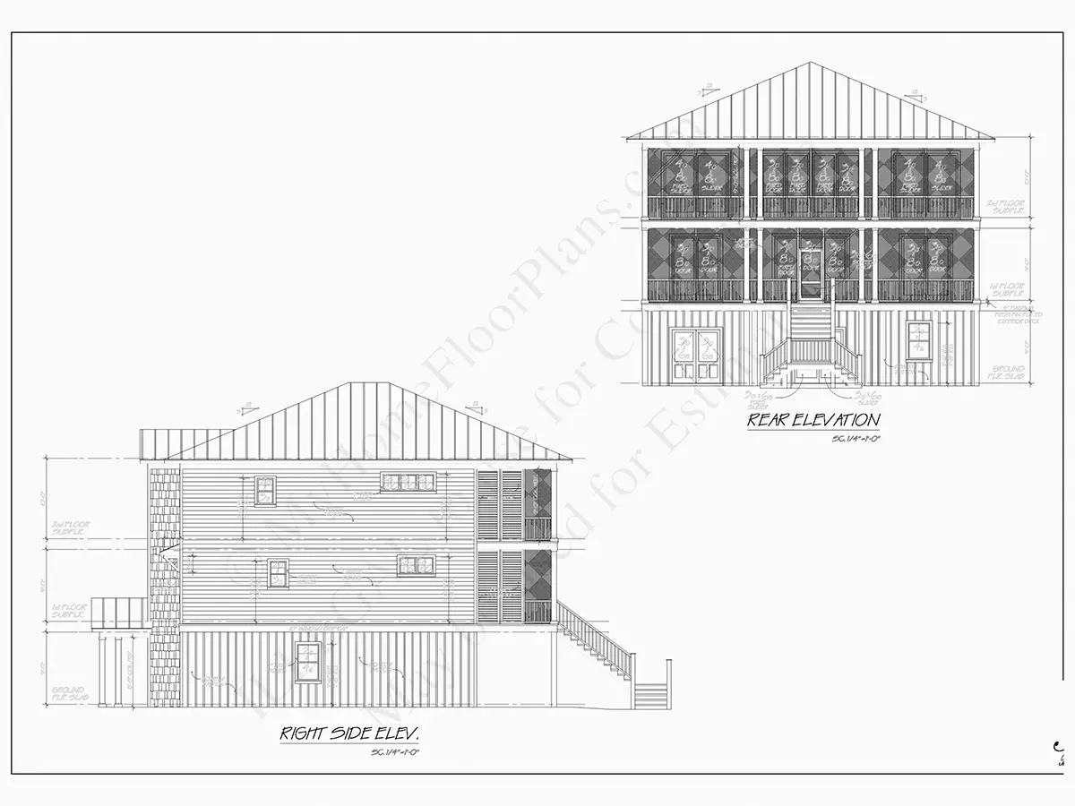 Fațade 6 – Proiect de casa cu 2 etaje 336 m²: 4 Dormitoare, 5 Bai, Bucatarie deschisa, Garaj — 98833R