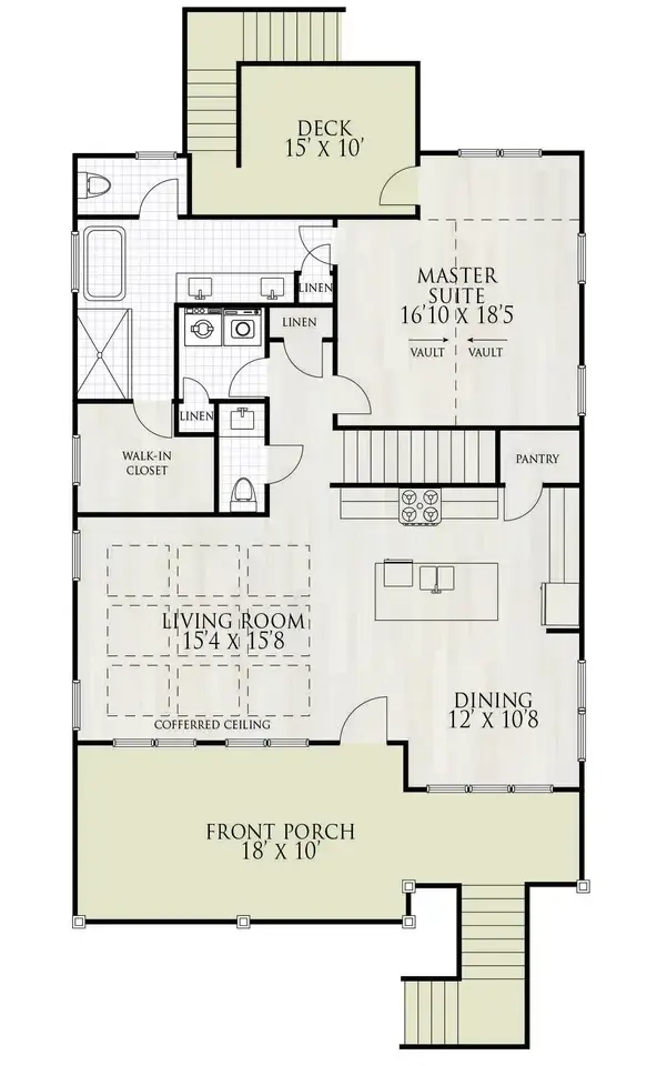 Etaj 1 19 – Proiect de casa cu etaj 197 m²: 4 Dormitoare, 4 Bai, Bucatarie deschisa, Garaj — 78787R