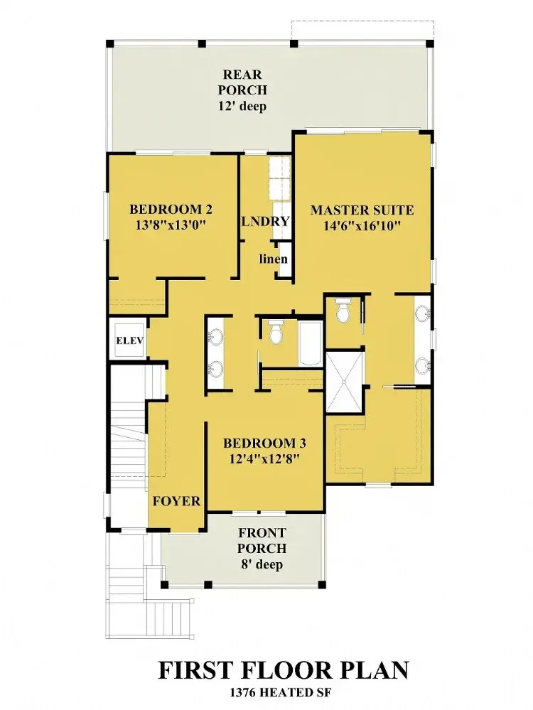 Parter 10 – Proiect de casa cu 2 etaje 273 m²: 3 Dormitoare, Birou, 3 Bai, Bucatarie deschisa, Garaj — 34613R