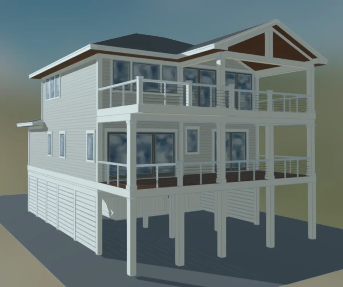 Imagini principale 3 – Proiect de casa cu 2 etaje 273 m²: 3 Dormitoare, Birou, 3 Bai, Bucatarie deschisa, Garaj — 34613R