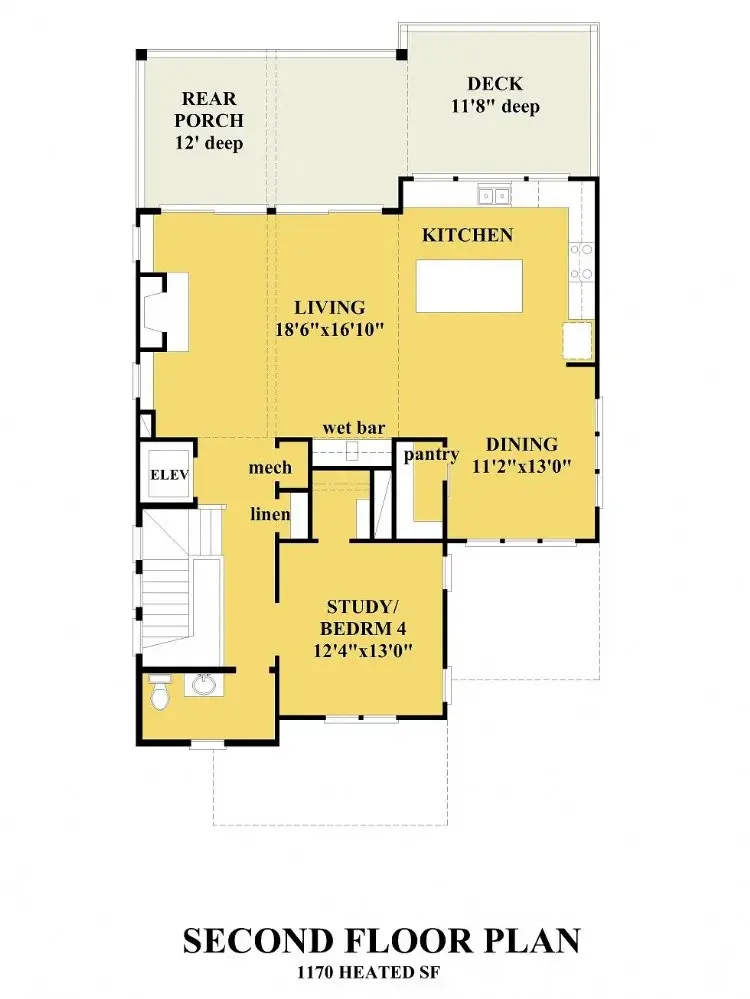 Etaj 1 11 – Proiect de casa cu 2 etaje 273 m²: 3 Dormitoare, Birou, 3 Bai, Bucatarie deschisa, Garaj — 34613R