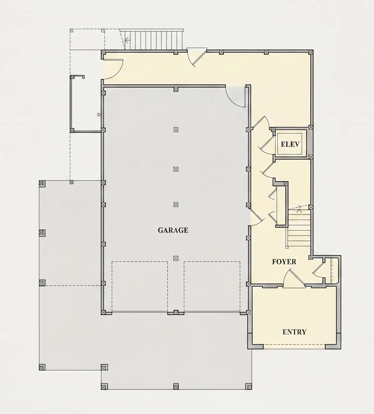 Subsol 10 – Proiect de casa cu 2 etaje 333 m²: 4 Dormitoare, Birou, 5 Bai, Bucatarie deschisa, Garaj — 80886R