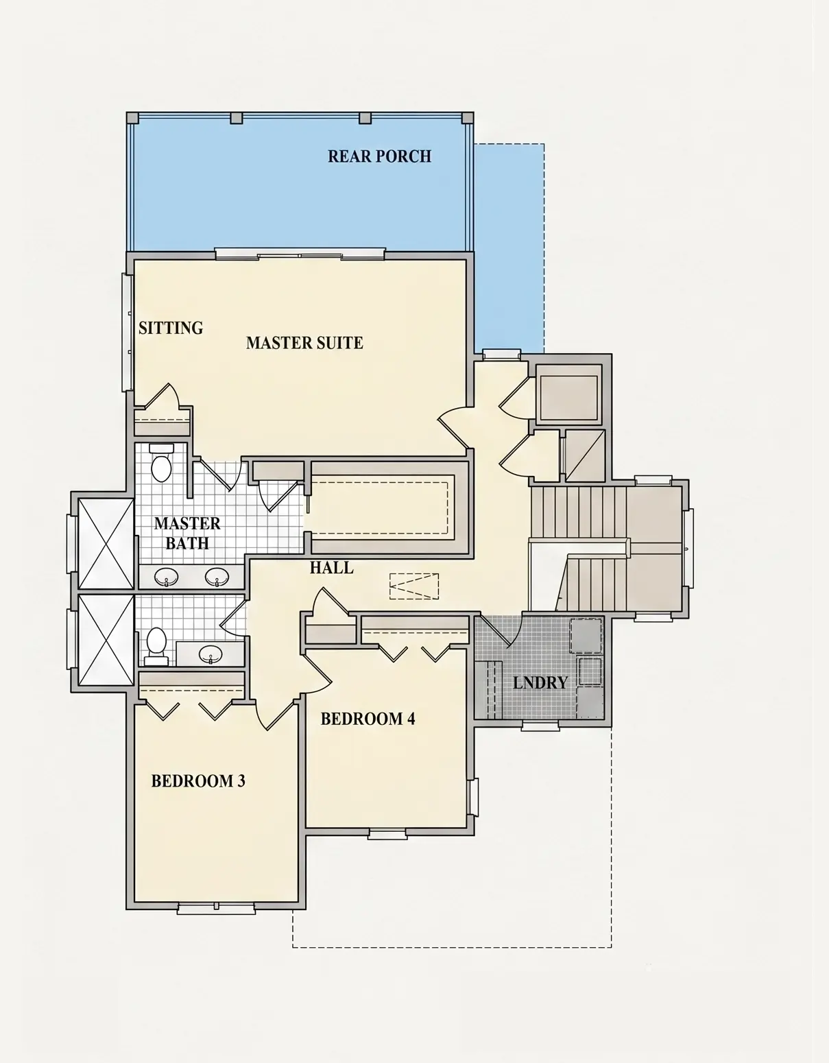 Etaj 1 11 – Proiect de casa cu 2 etaje 318 m²: 4 Dormitoare, 4 Bai, Bucatarie deschisa, Garaj — 12496R