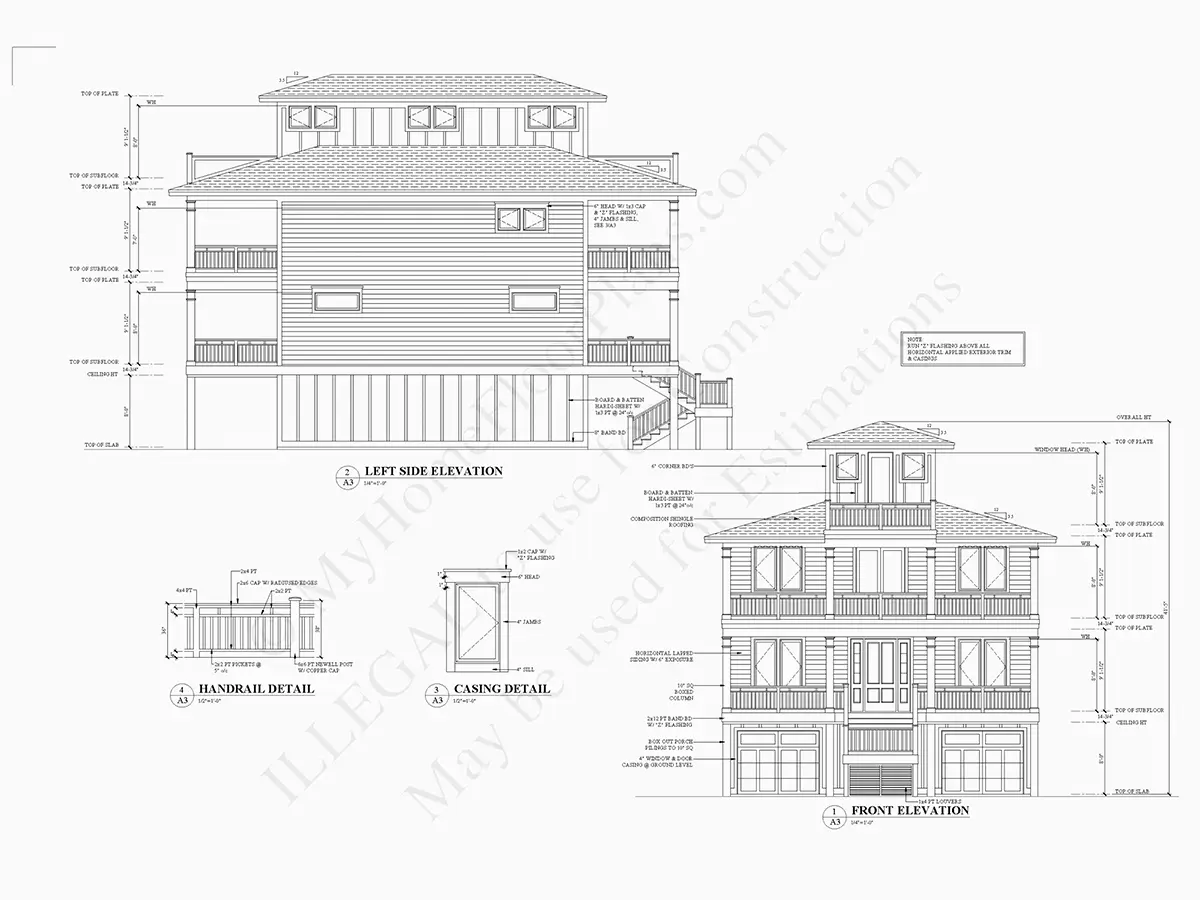 Fațade 9 – Proiect de casa cu 2 etaje 294 m²: 6 Dormitoare, 5 Bai, Bucatarie deschisa, Garaj — 24453R