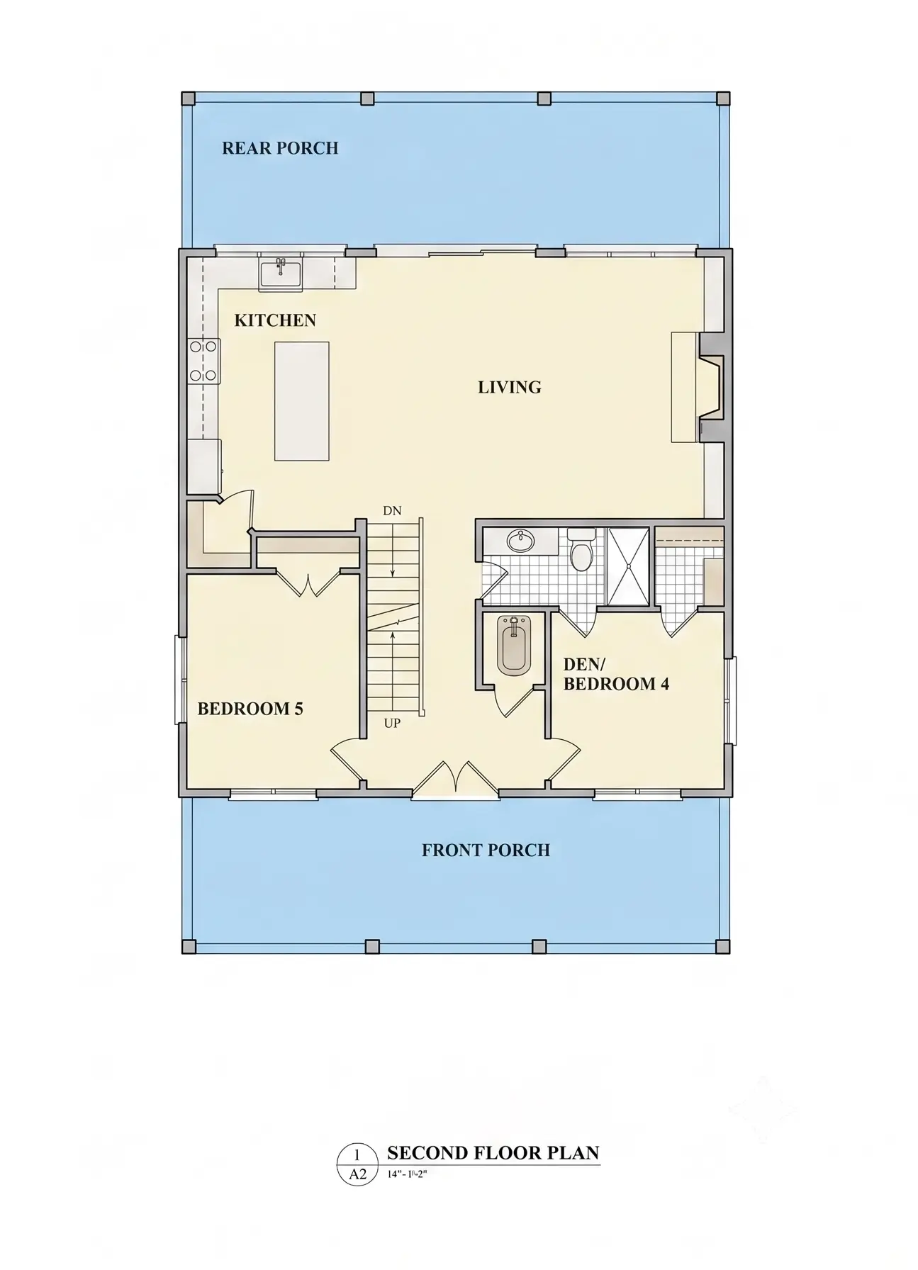 Etaj 1 13 – Proiect de casa cu 2 etaje 294 m²: 6 Dormitoare, 5 Bai, Bucatarie deschisa, Garaj — 24453R