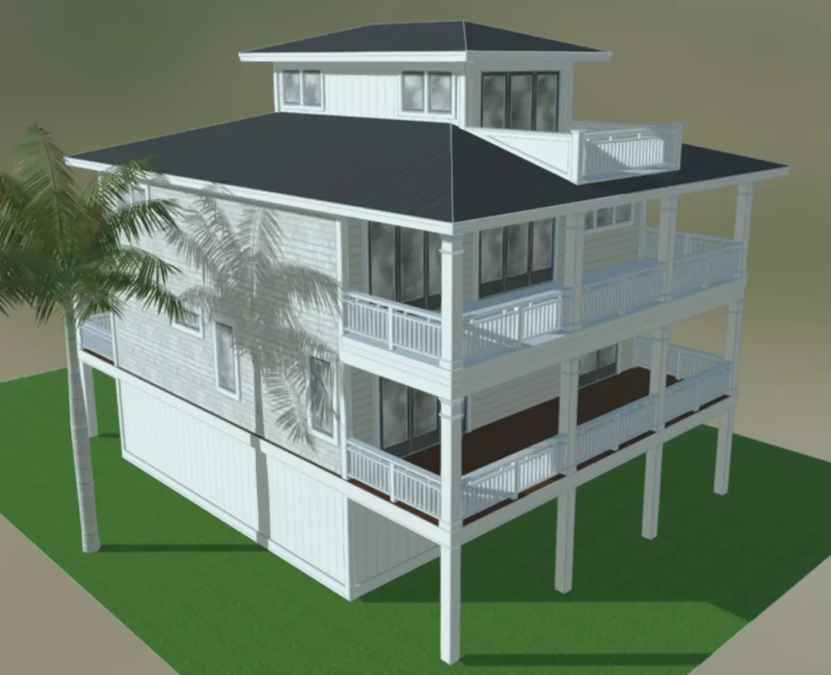 Imagini principale 6 – Proiect de casa cu 2 etaje 294 m²: 6 Dormitoare, 5 Bai, Bucatarie deschisa, Garaj — 24453R