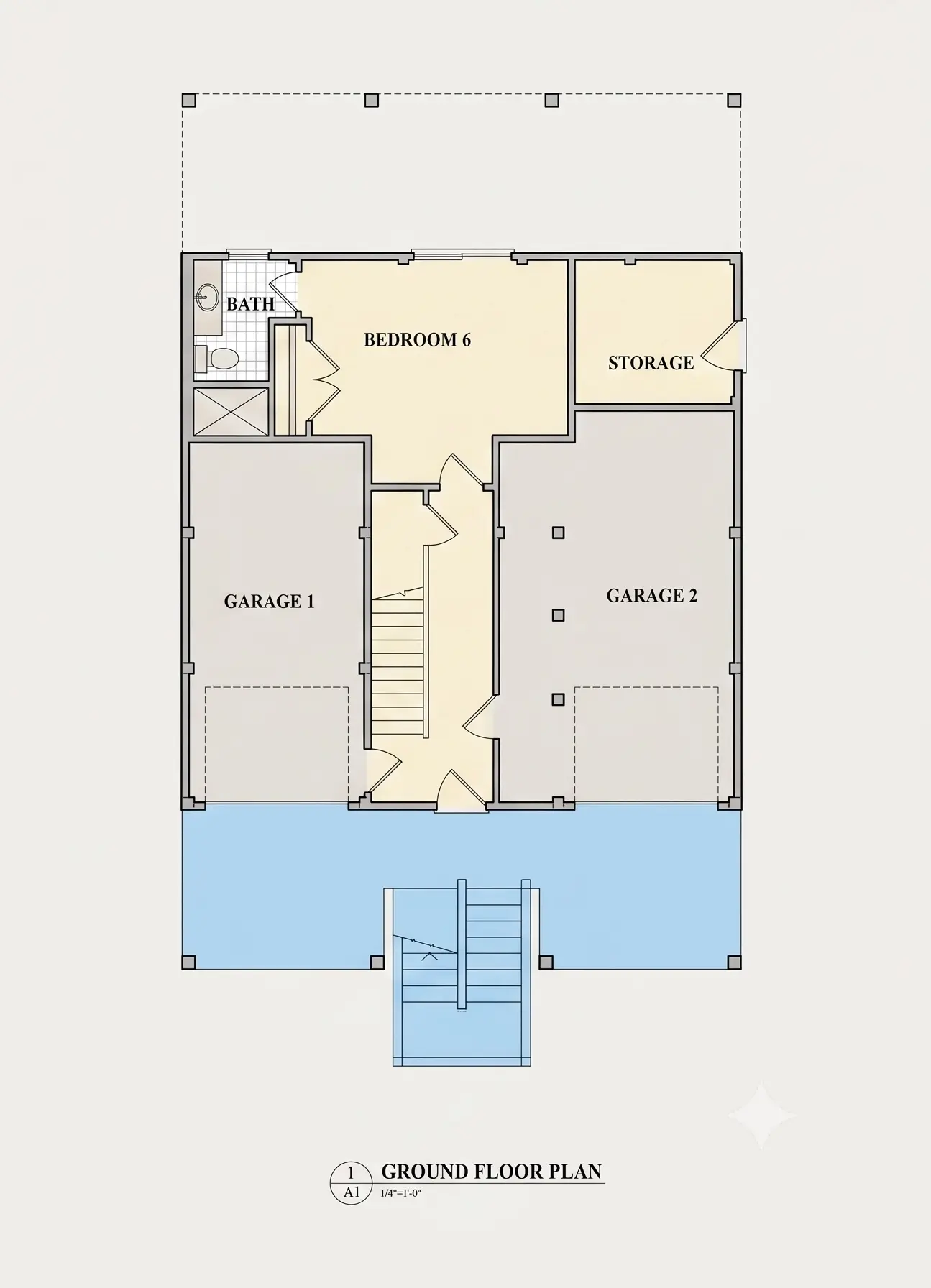 Subsol 11 – Proiect de casa cu 2 etaje 294 m²: 6 Dormitoare, 5 Bai, Bucatarie deschisa, Garaj — 24453R
