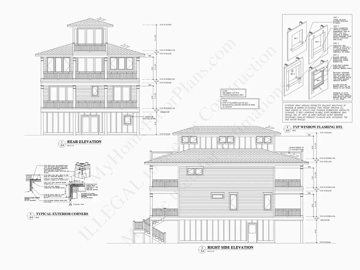 Fațade 10 – Proiect de casa cu 2 etaje 294 m²: 6 Dormitoare, 5 Bai, Bucatarie deschisa, Garaj — 24453R