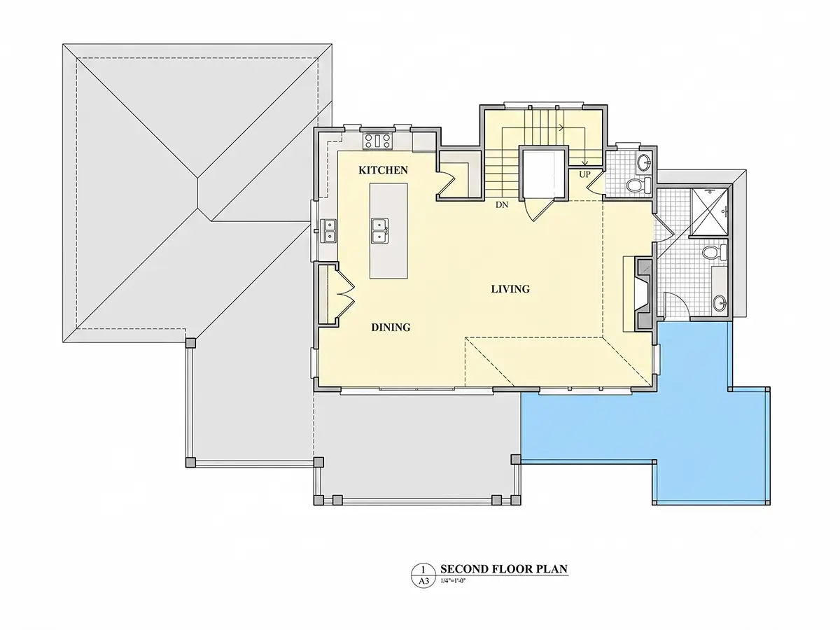 Etaj 1 24 – Proiect de casa cu 2 etaje 275 m²: 4 Dormitoare, 6 Bai, Bucatarie deschisa, Garaj — 74147R