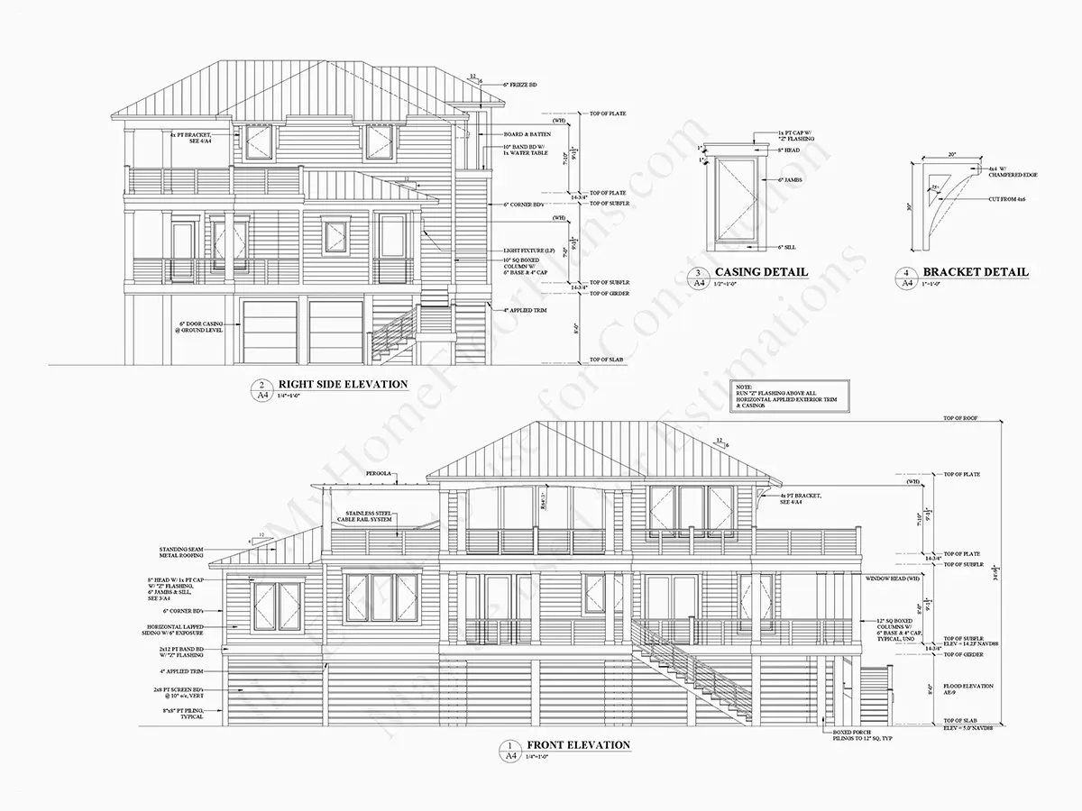 Fațade 20 – Proiect de casa cu 2 etaje 275 m²: 4 Dormitoare, 6 Bai, Bucatarie deschisa, Garaj — 74147R