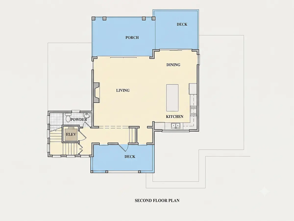 Etaj 1 13 – Proiect de casa cu 2 etaje 285 m²: 4 Dormitoare, 5 Bai, Bucatarie deschisa, Garaj — 89056R