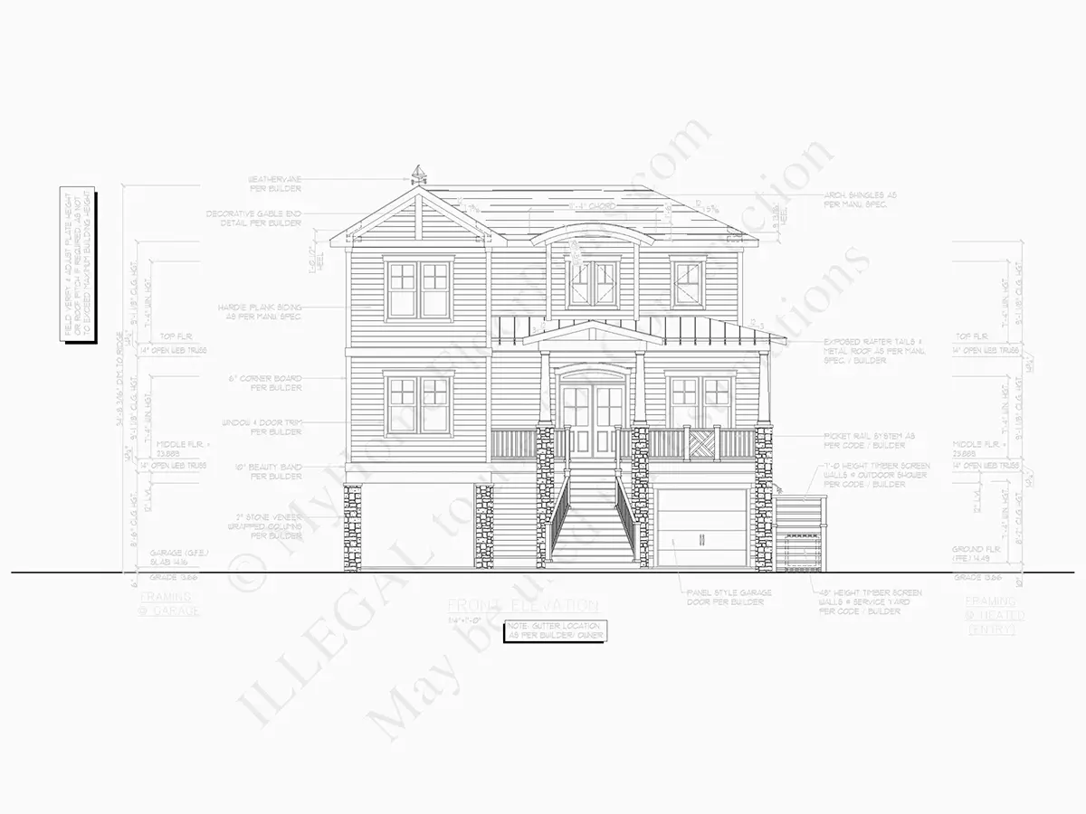 Fațade 10 – Proiect de casa cu 2 etaje 255 m²: 4 Dormitoare, 5 Bai, Bucatarie deschisa, Garaj — 44965R