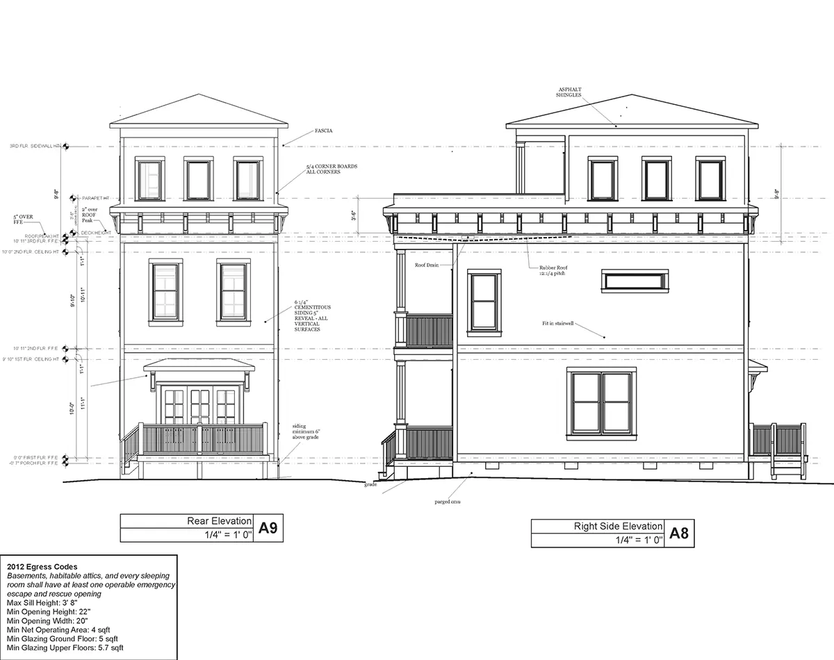Fațade 5 – Proiect de casa cu 2 etaje 117 m²: 2 Dormitoare, 4 Bai, Bucatarie deschisa, fara Garaj — 15659R