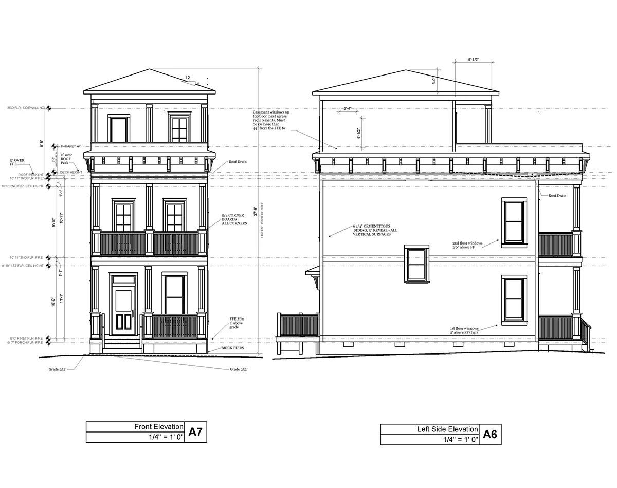 Fațade 7 – Proiect de casa cu 2 etaje 117 m²: 2 Dormitoare, 4 Bai, Bucatarie deschisa, fara Garaj — 15659R