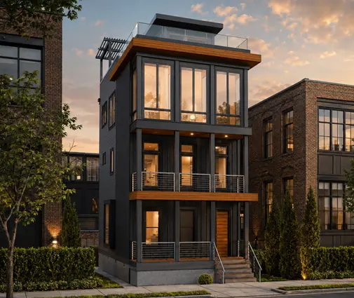 Miniatură 1 – Proiect de casa cu 2 etaje 211 m²: 3 Dormitoare, Birou, 3 Bai, Bucatarie deschisa, fara Garaj — 40783R