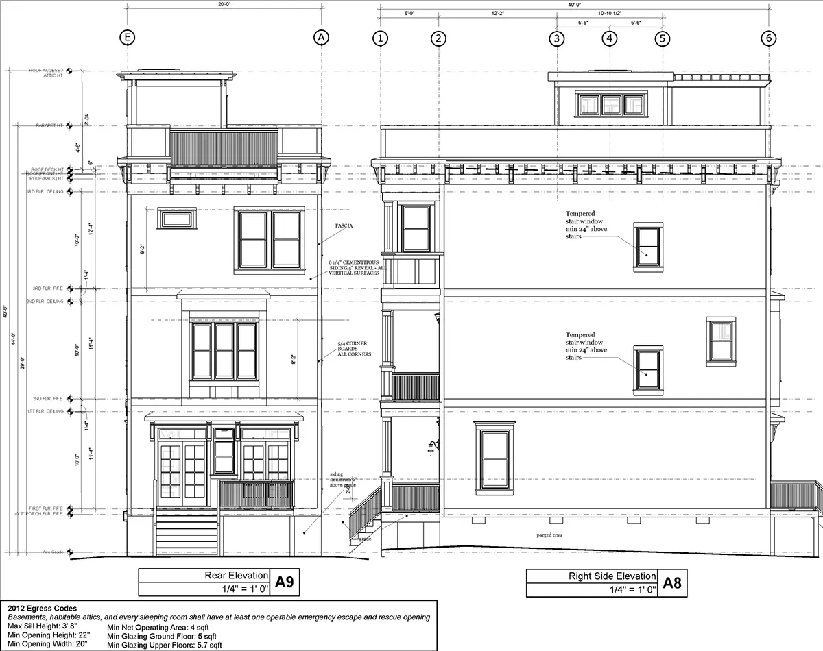 Fațade 6 – Proiect de casa cu 2 etaje 211 m²: 3 Dormitoare, Birou, 3 Bai, Bucatarie deschisa, fara Garaj — 40783R