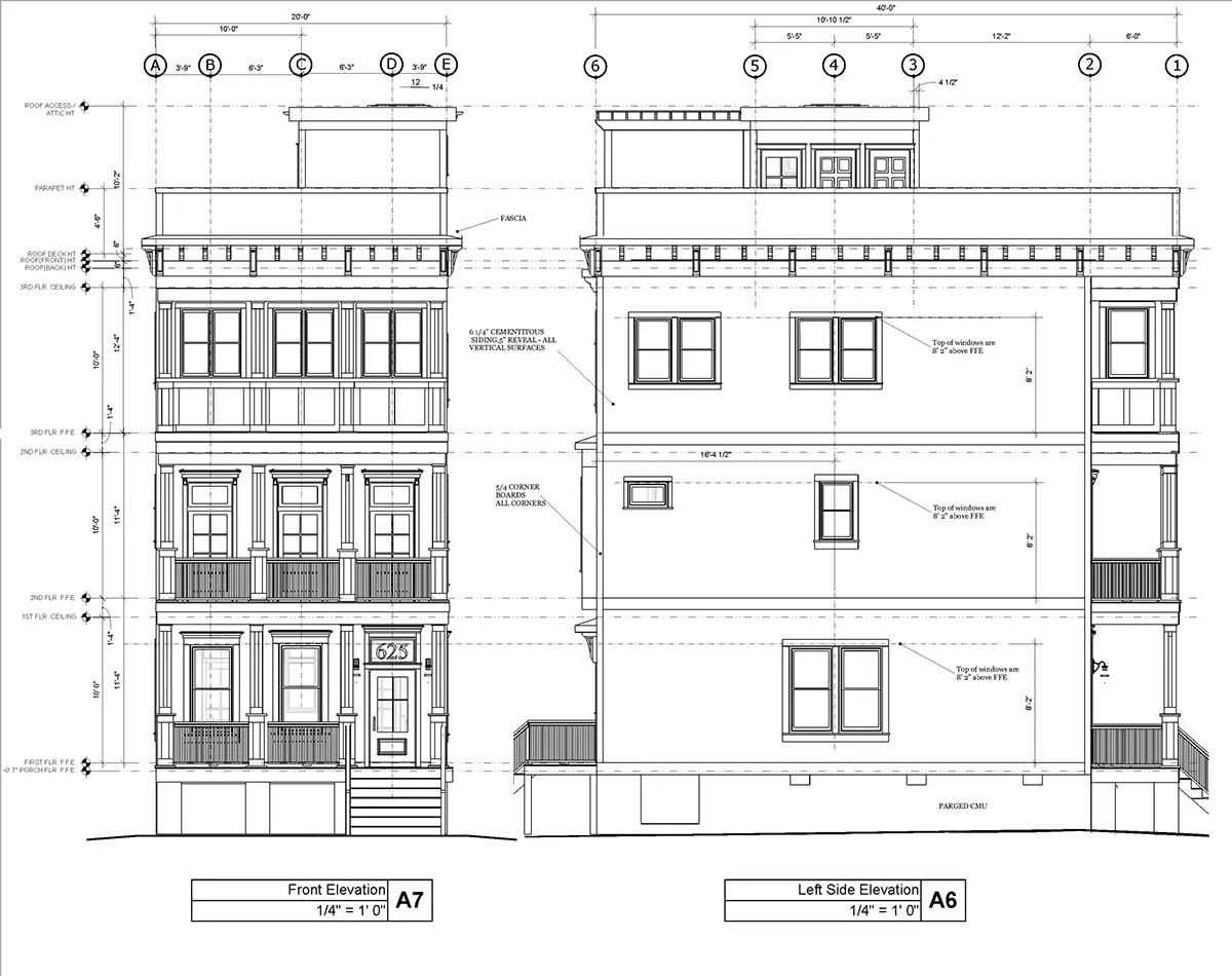 Fațade 5 – Proiect de casa cu 2 etaje 211 m²: 3 Dormitoare, Birou, 3 Bai, Bucatarie deschisa, fara Garaj — 40783R