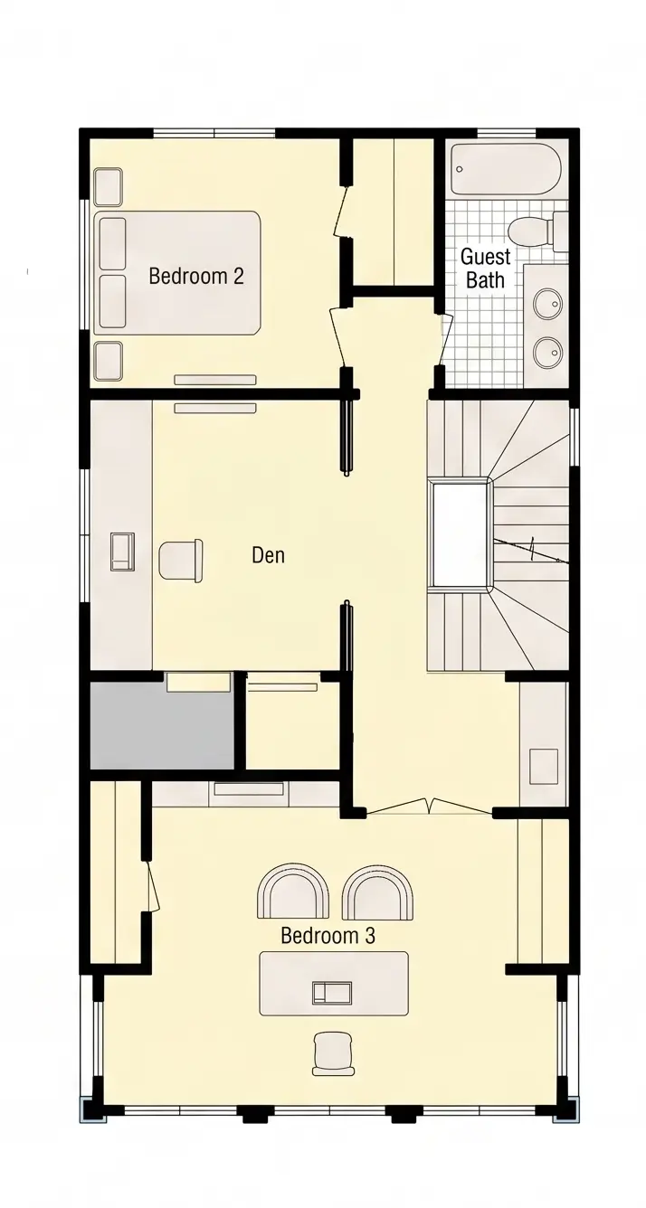 Etaj 2 10 – Proiect de casa cu 2 etaje 211 m²: 3 Dormitoare, Birou, 3 Bai, Bucatarie deschisa, fara Garaj — 40783R