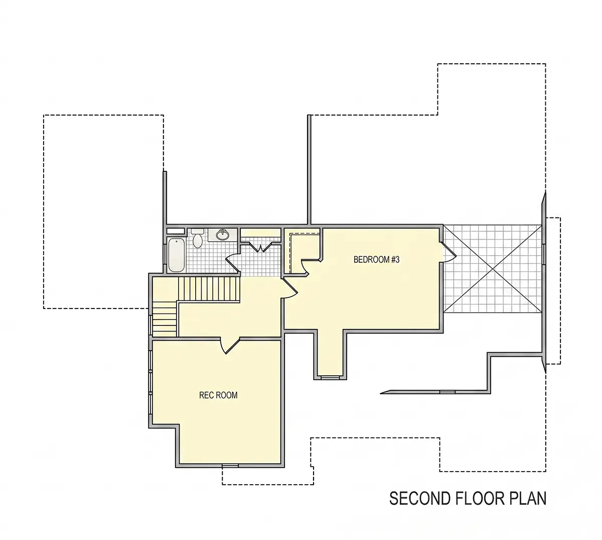 Etaj 1 17 – Proiect de casa parter cu mansardă 277 m²: 3 Dormitoare, Birou, 4 Bai, Bucatarie deschisa, Garaj — 69010R