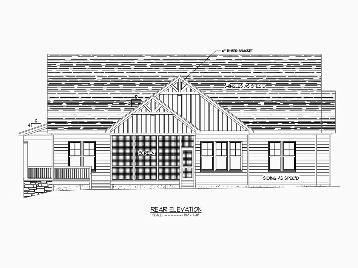 Fațade 7 – Proiect de casa parter cu mansardă 326 m²: 4 Dormitoare, Birou, 4 Bai, Bucatarie deschisa, Garaj — 84955R