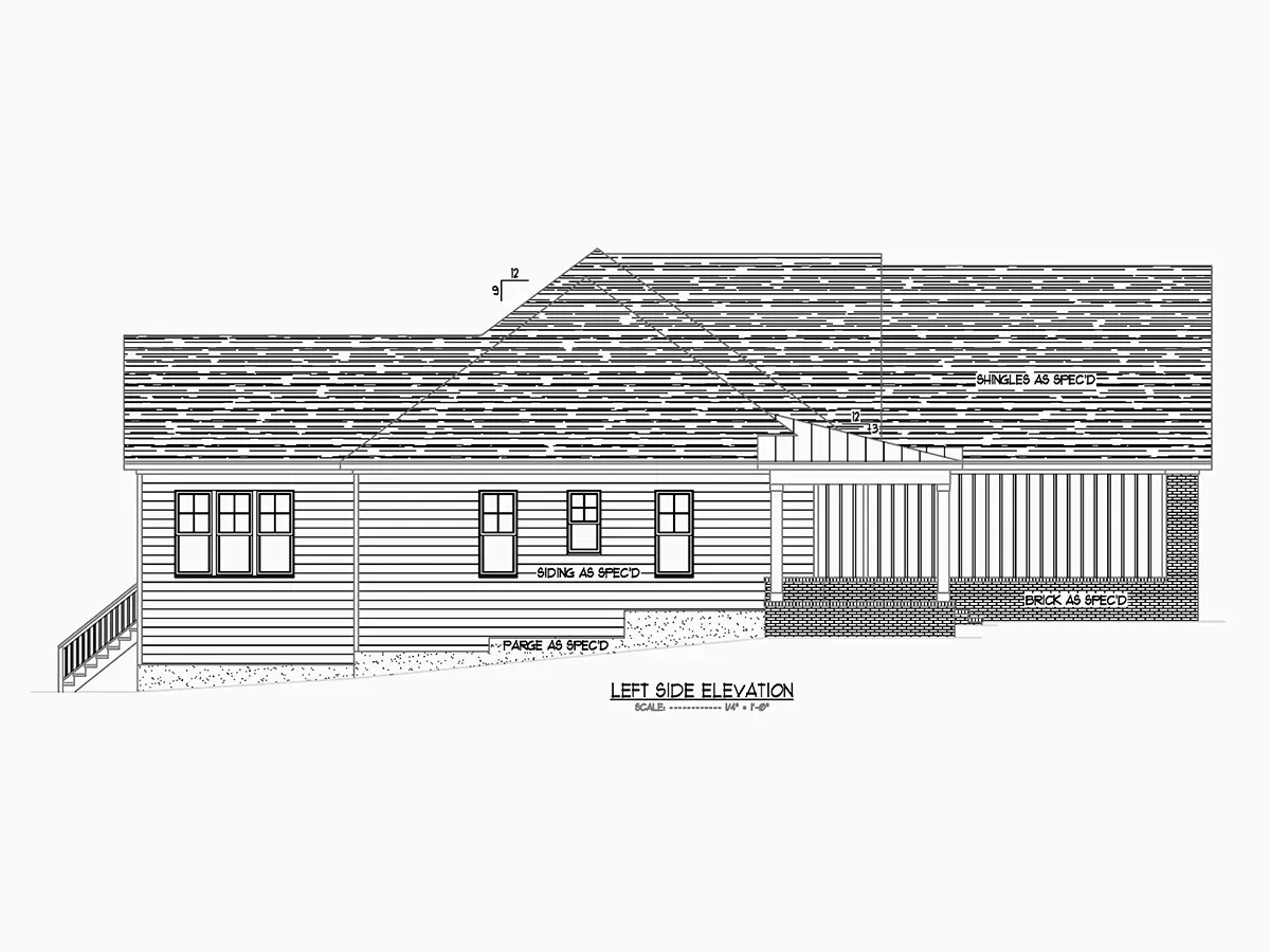 Fațade 20 – Proiect de casa parter cu mansardă 297 m²: 4 Dormitoare, Birou, 4 Bai, Bucatarie deschisa, Garaj — 74644R